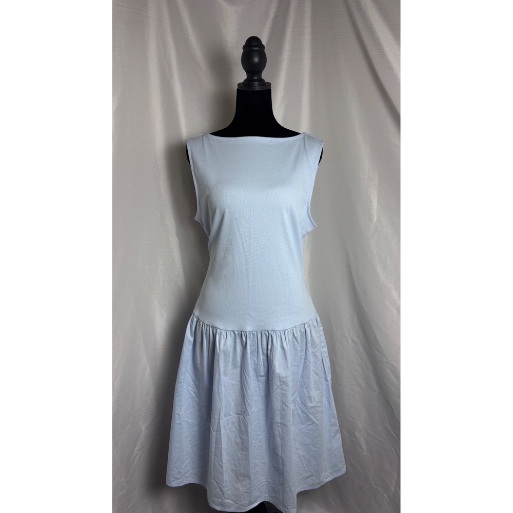 Old Navy Drop Waist Dress Women L Tall Blue NWT Sleeveless Ribbed